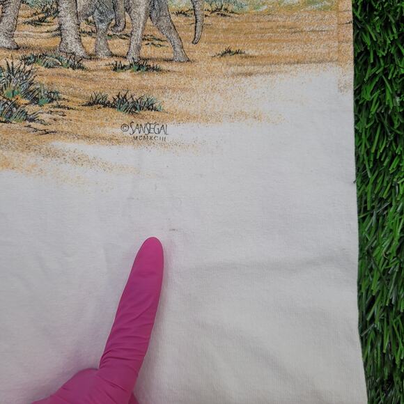 Vintage 1992 Sansegal Elephant Shirt Large 21x27 Desert USA - Picture 4 of 15